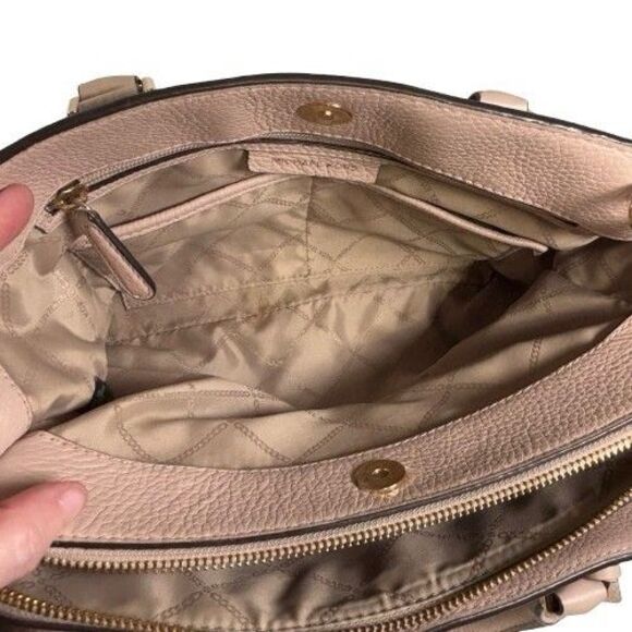 Michael Kors Camille Signature Logo & Leather Satchel Shoulder Bag Brown Pink - Picture 14 of 16